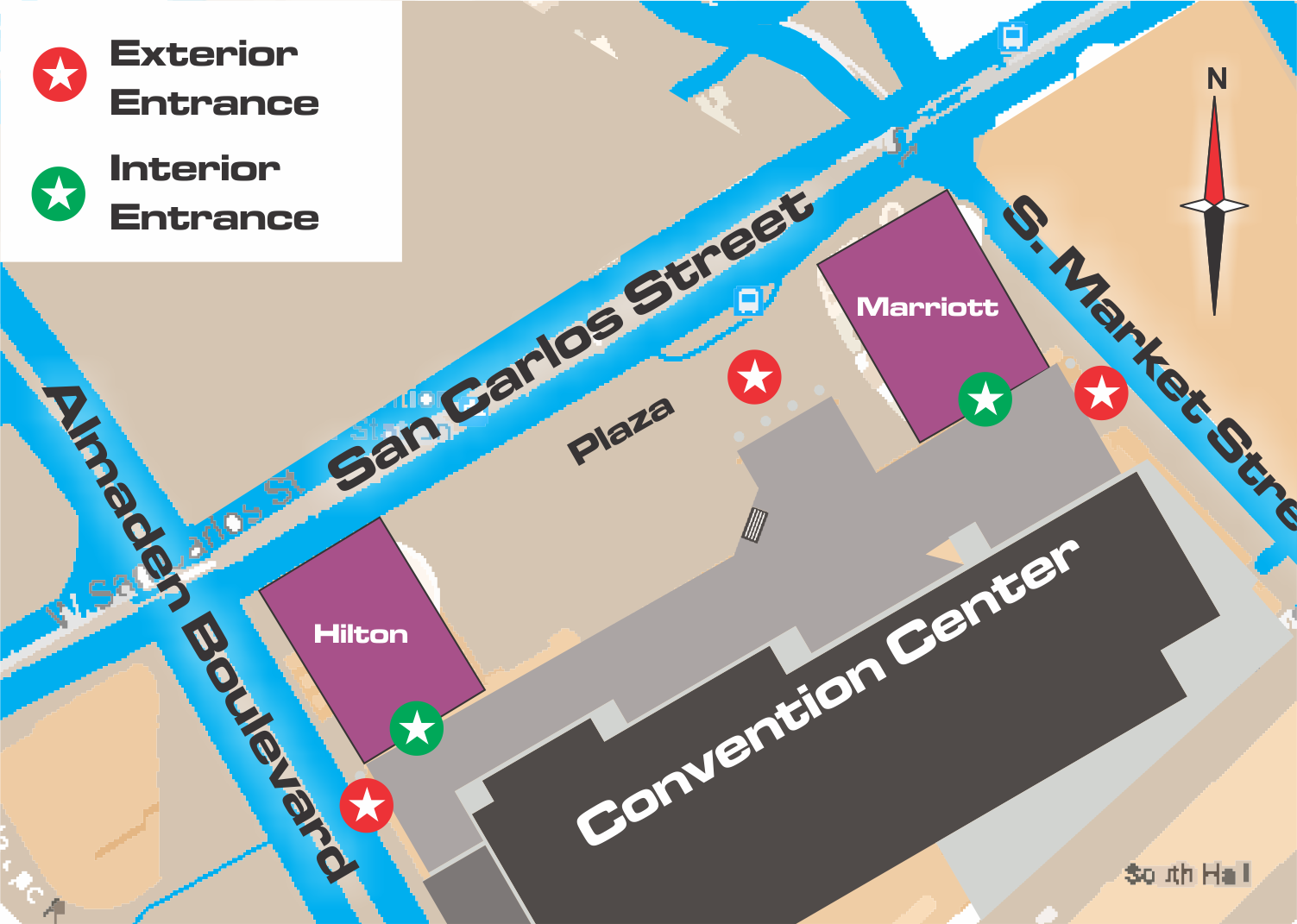 Simple street map of Convention Center location